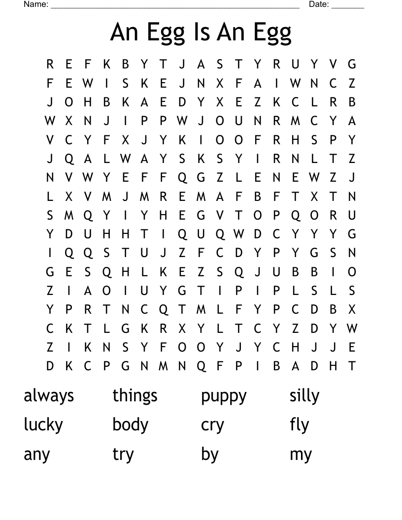An Egg Is An Egg Word Search