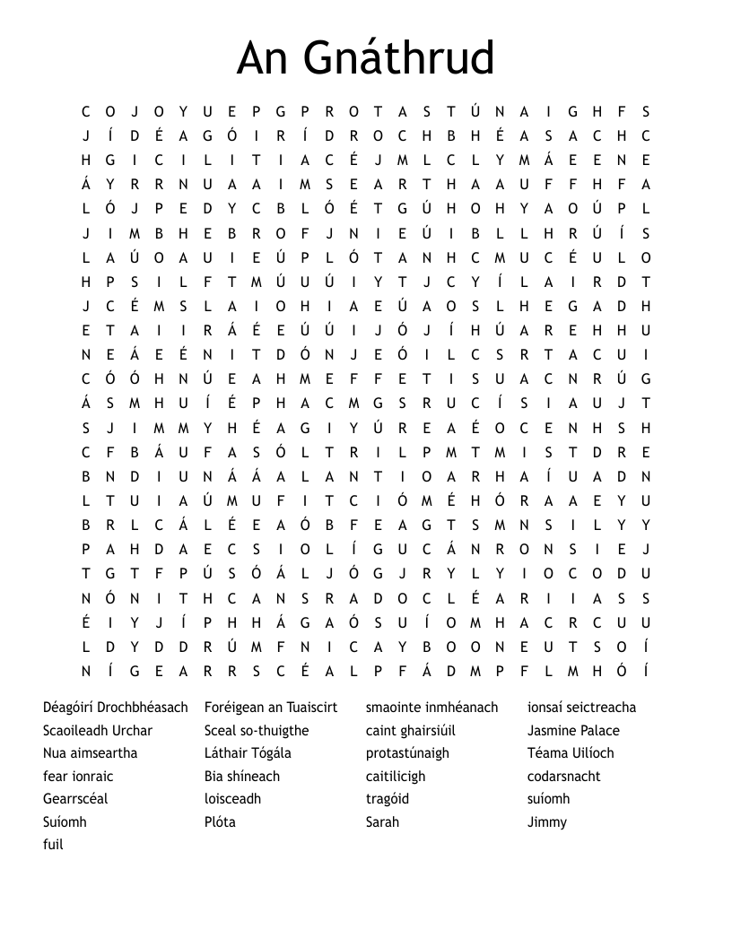 An Gnáthrud Word Search
