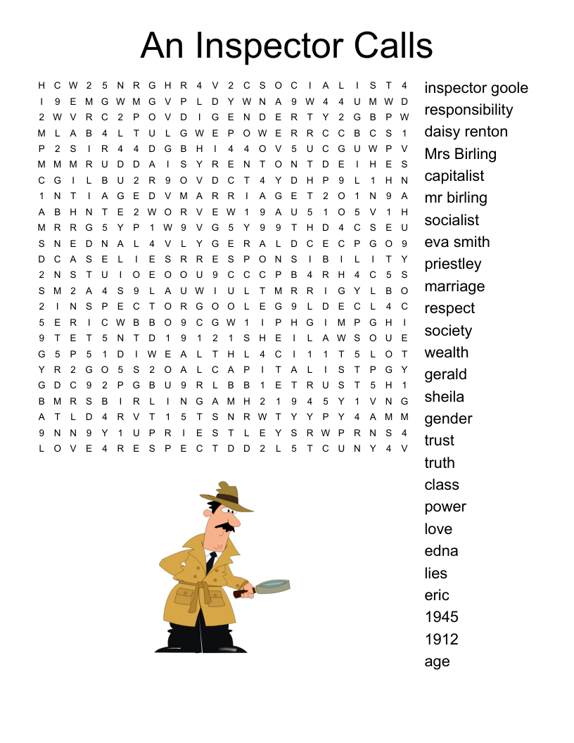 An Inspector Calls Word Search