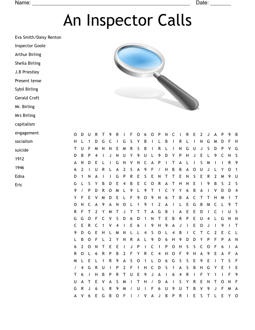 An Inspector Calls Word Search