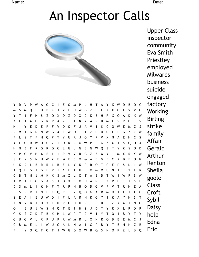 An Inspector Calls Word Search