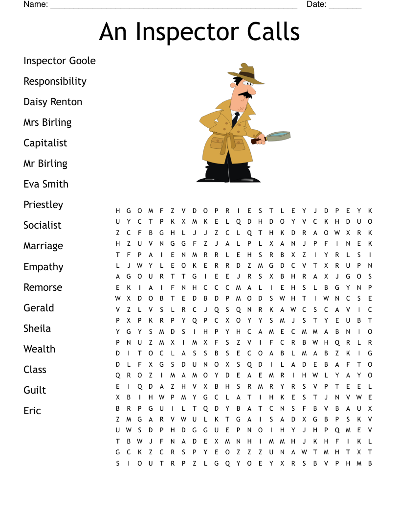 An Inspector Calls Word Search