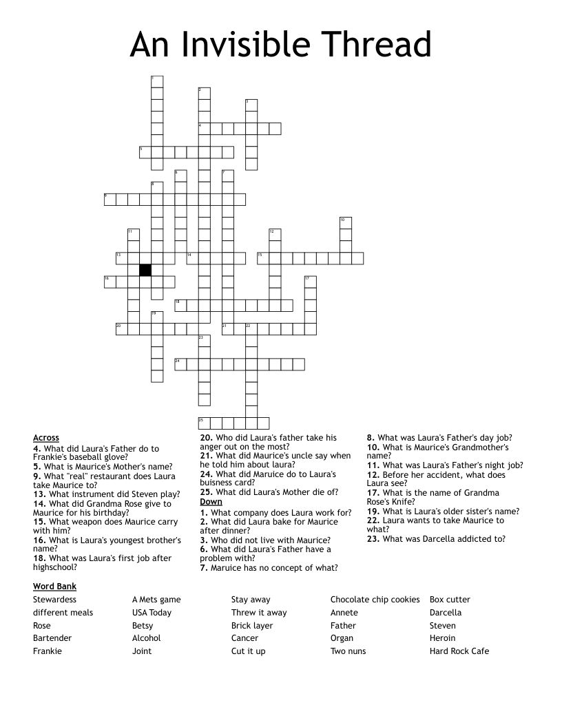 An Invisible Thread Crossword