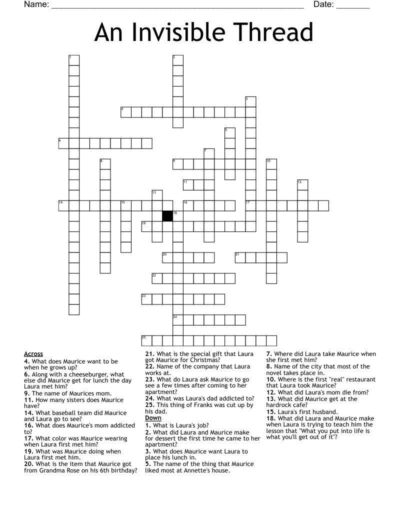 An Invisible Thread Crossword