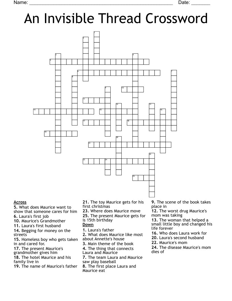 An Invisible Thread Crossword