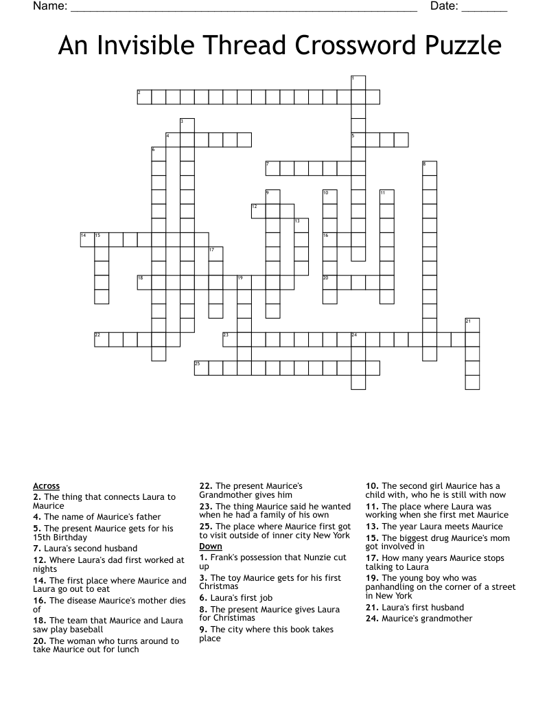 An Invisible Thread Crossword Puzzle