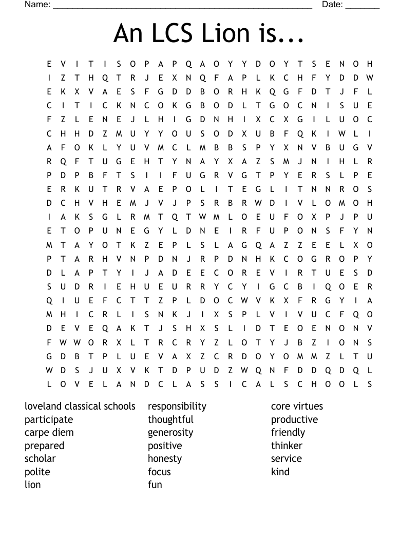 An LCS Lion is... Word Search