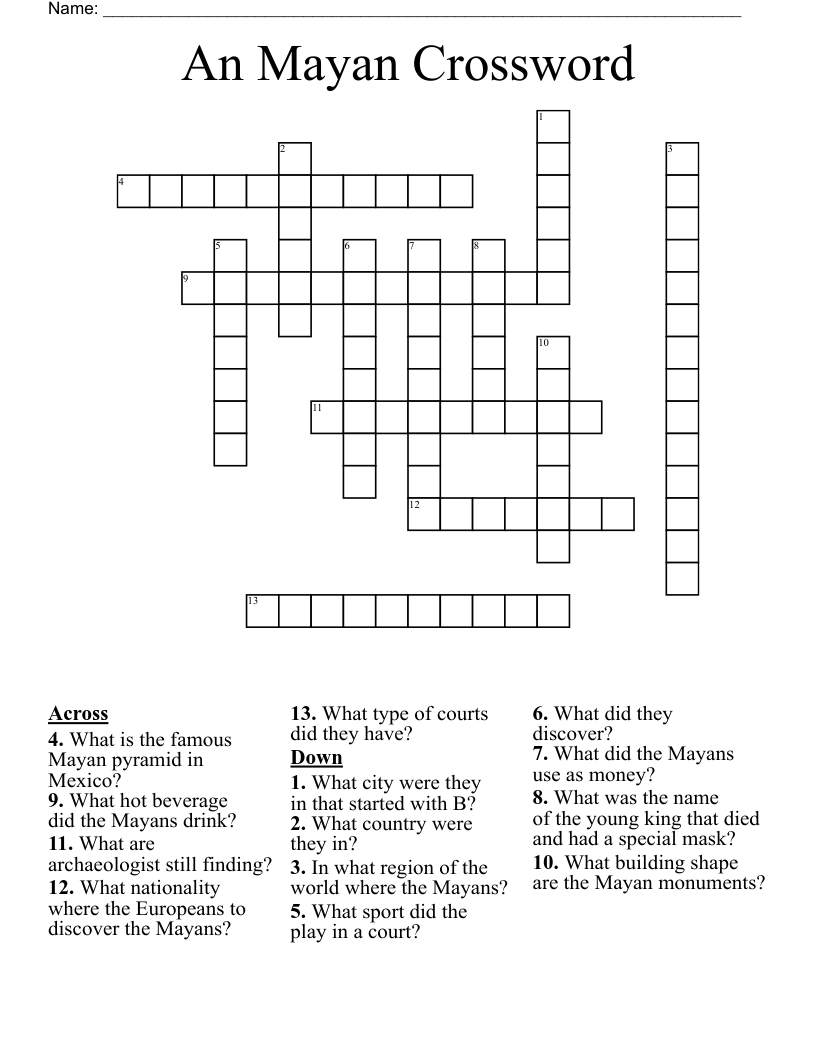 An Mayan Crossword