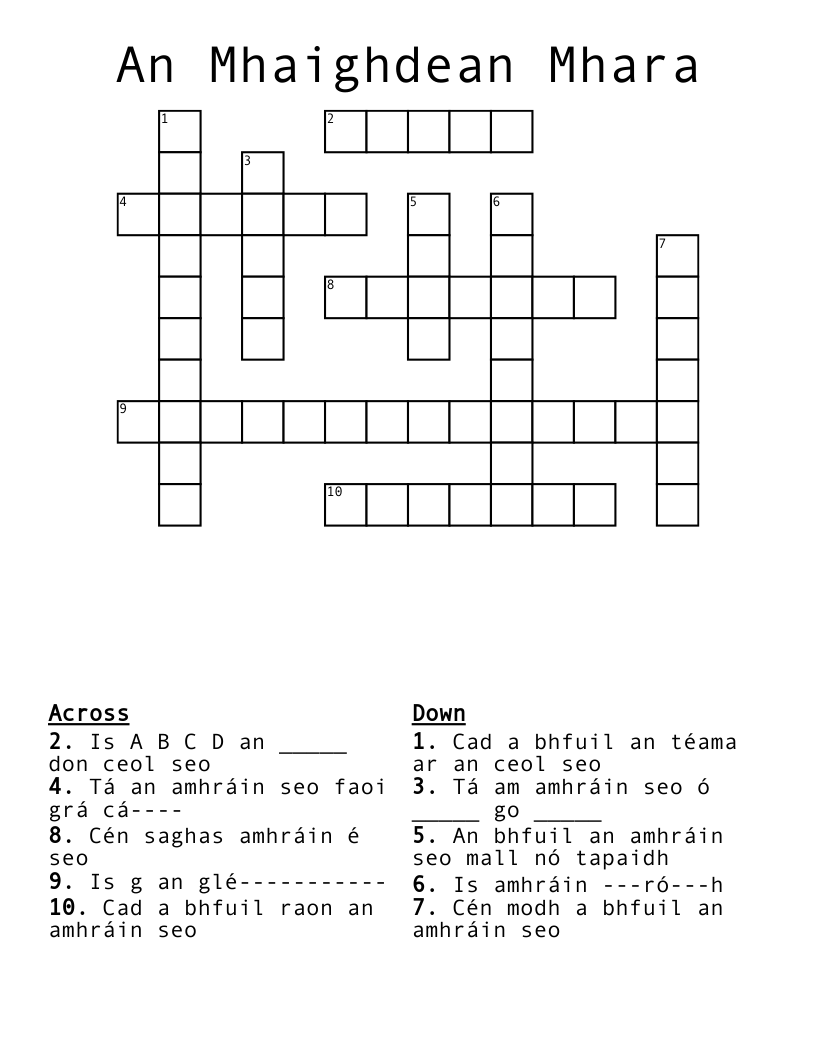 An Mhaighdean Mhara Crossword