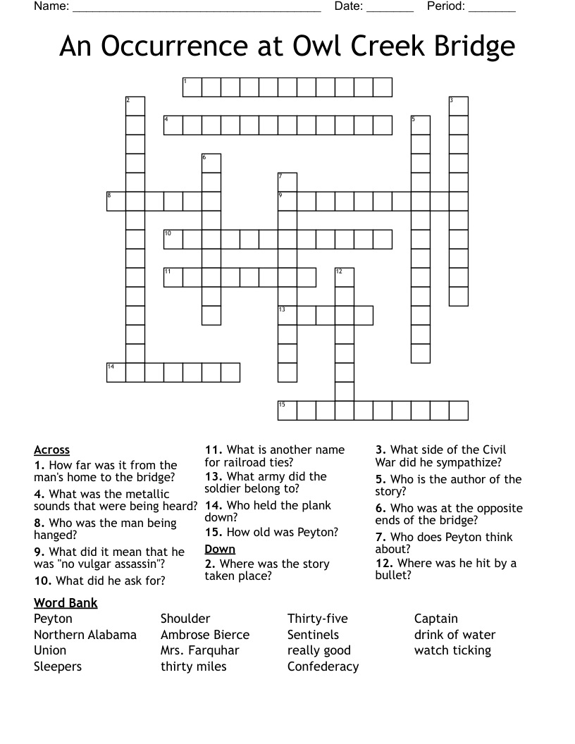 An Occurrence at Owl Creek Bridge Crossword
