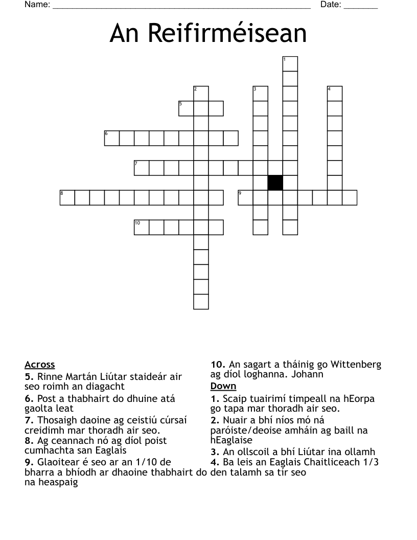 An Reifirméisean  Crossword