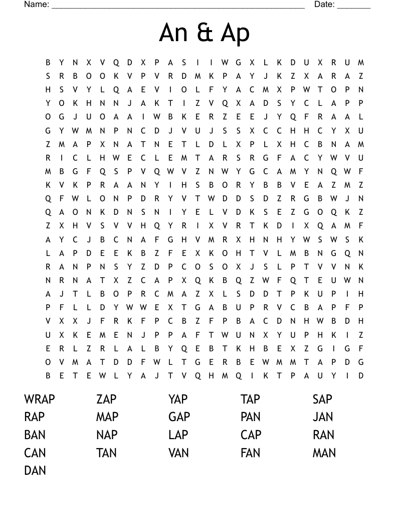 An & Ap Word Search