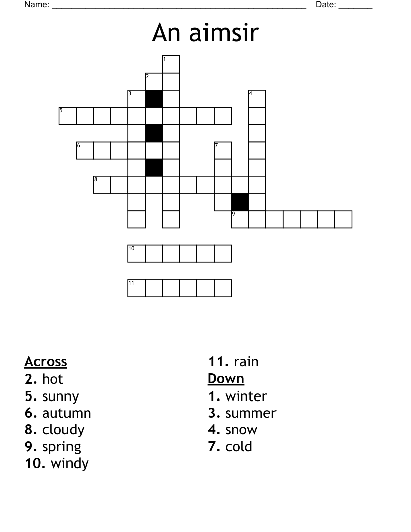 An aimsir Crossword