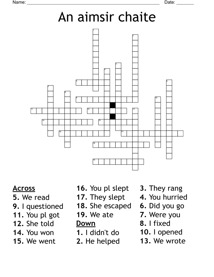 An aimsir chaite Crossword