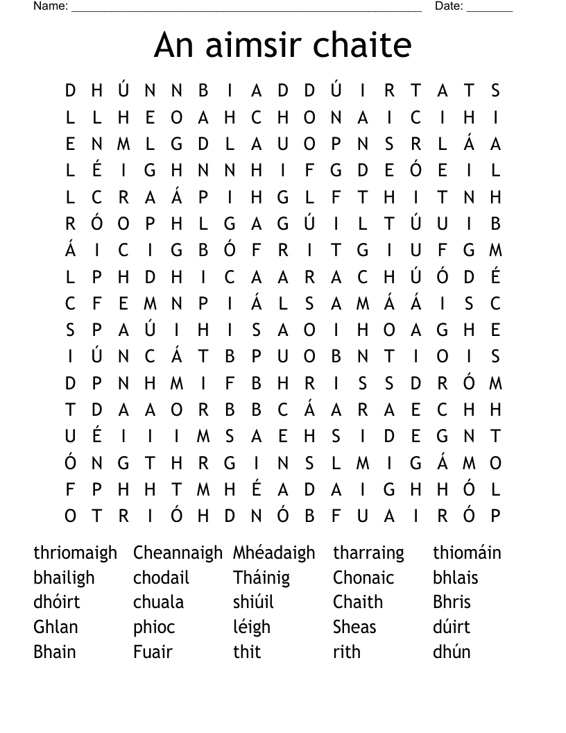 An aimsir chaite  Word Search