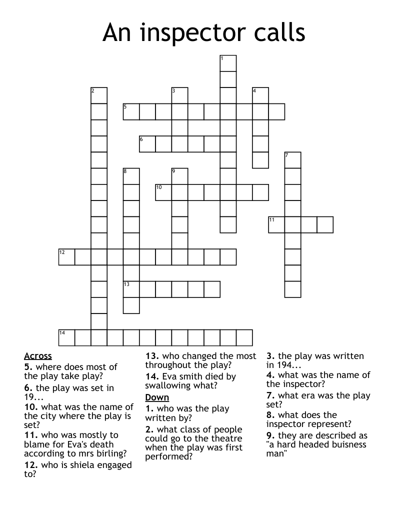 An inspector calls Crossword