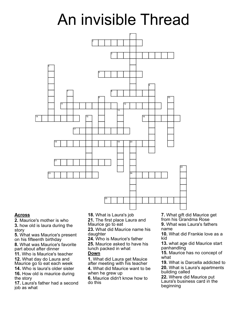 An invisible Thread Crossword