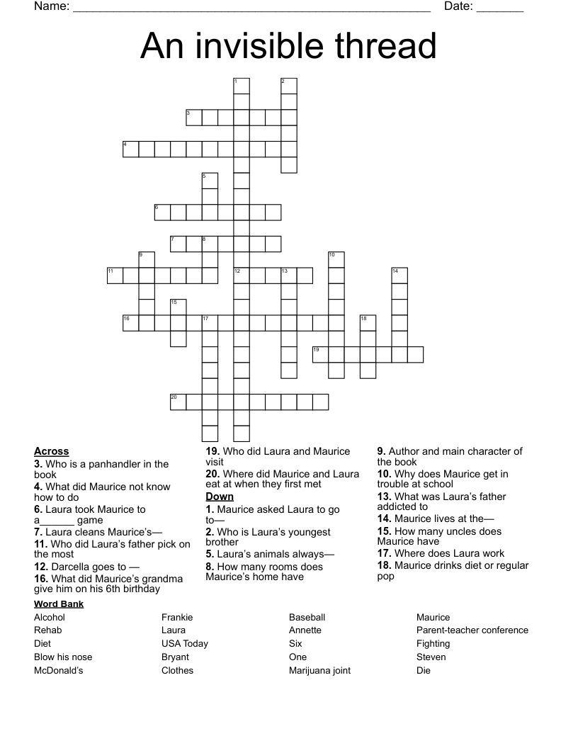 An invisible thread  Crossword