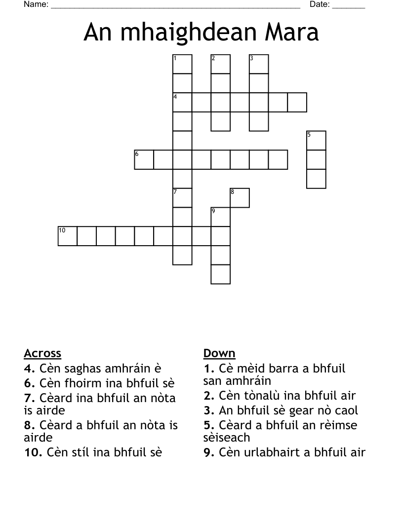 An mhaighdean Mara  Crossword
