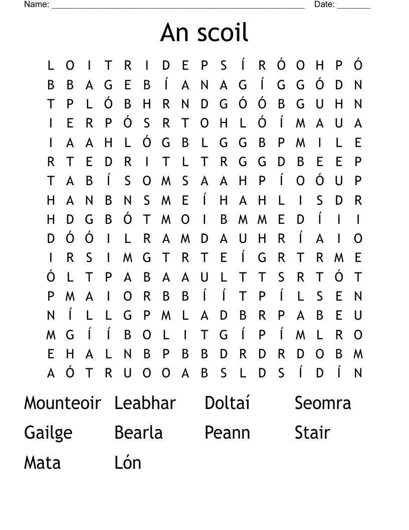 An scoil  Word Search