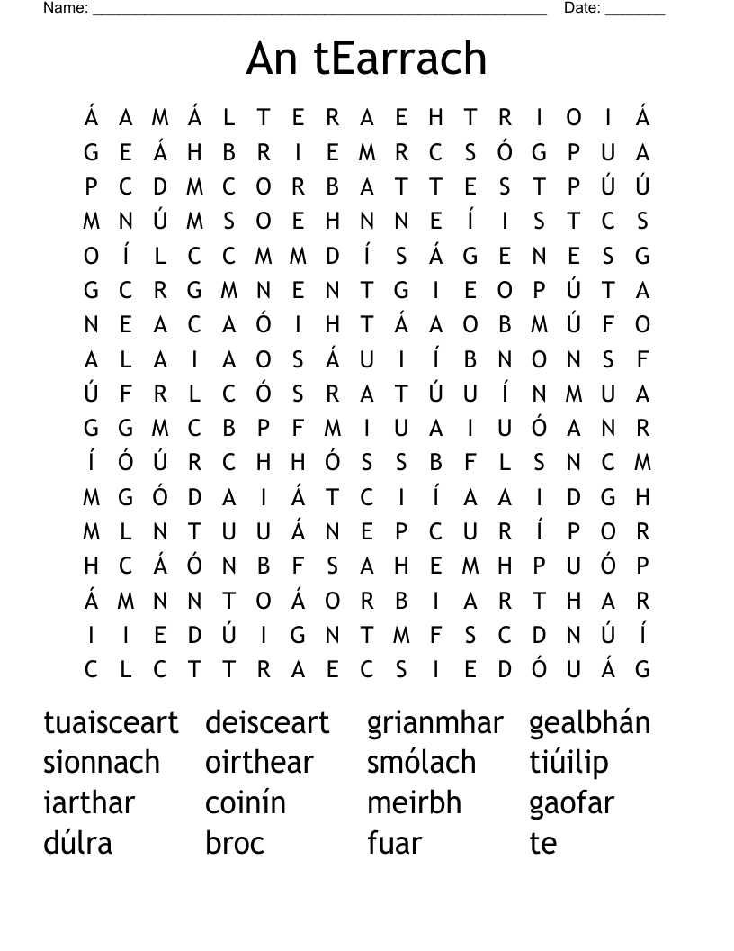 An tEarrach Word Search