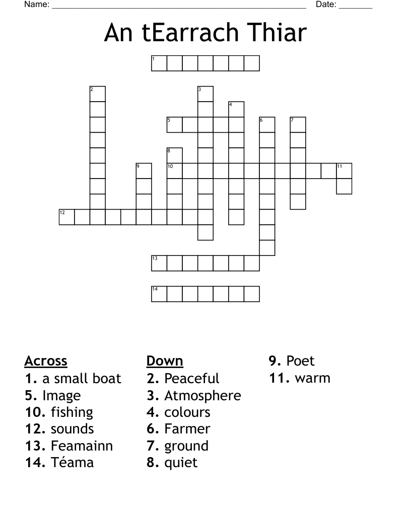 An tEarrach Thiar Crossword
