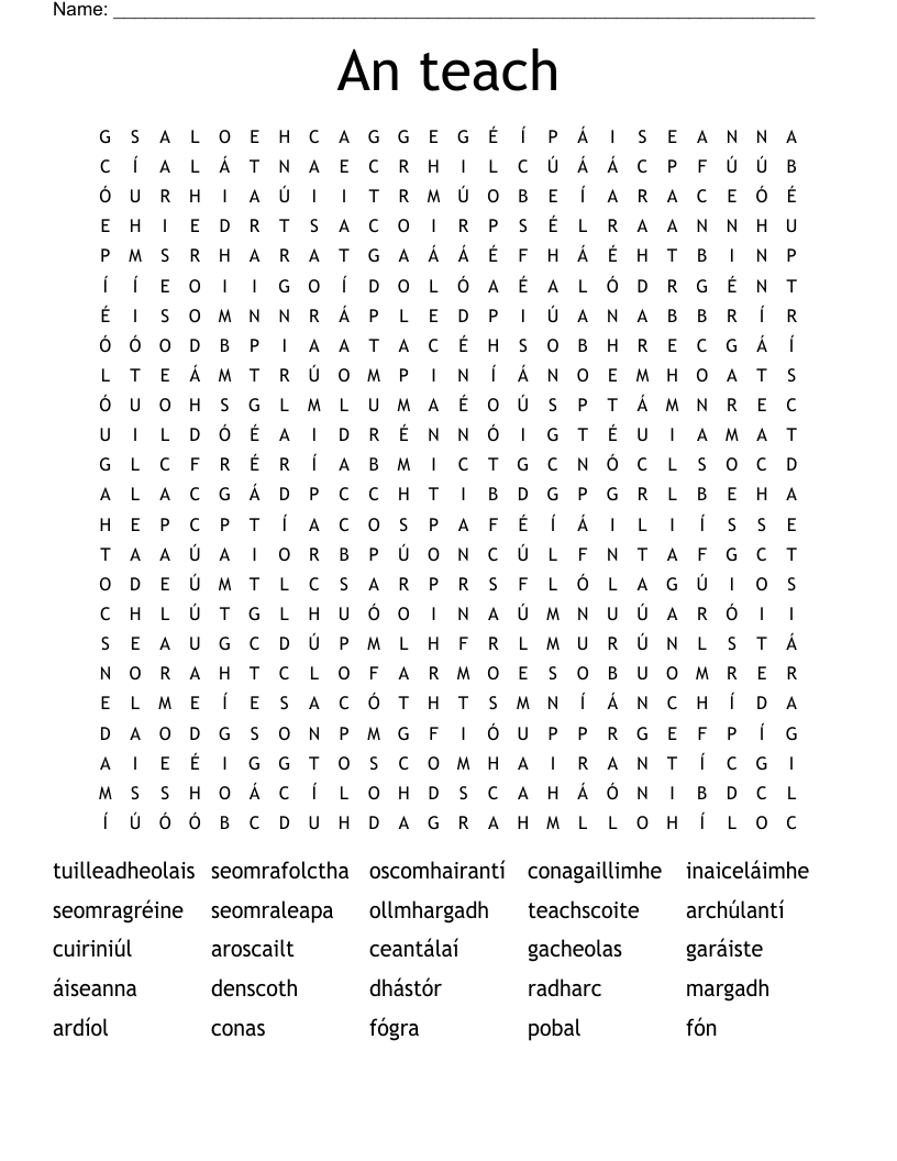 An teach Word Search
