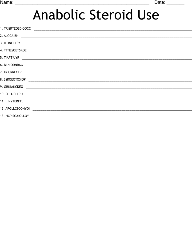 Anabolic Steroid Use Word Scramble