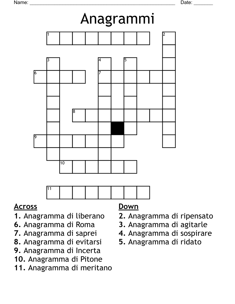 Anagrammi  Crossword