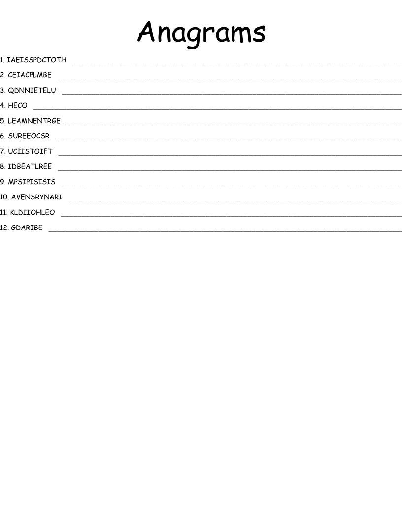 Anagrams Word Scramble