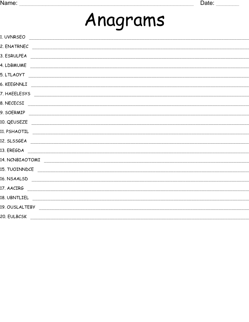 Anagrams Word Scramble