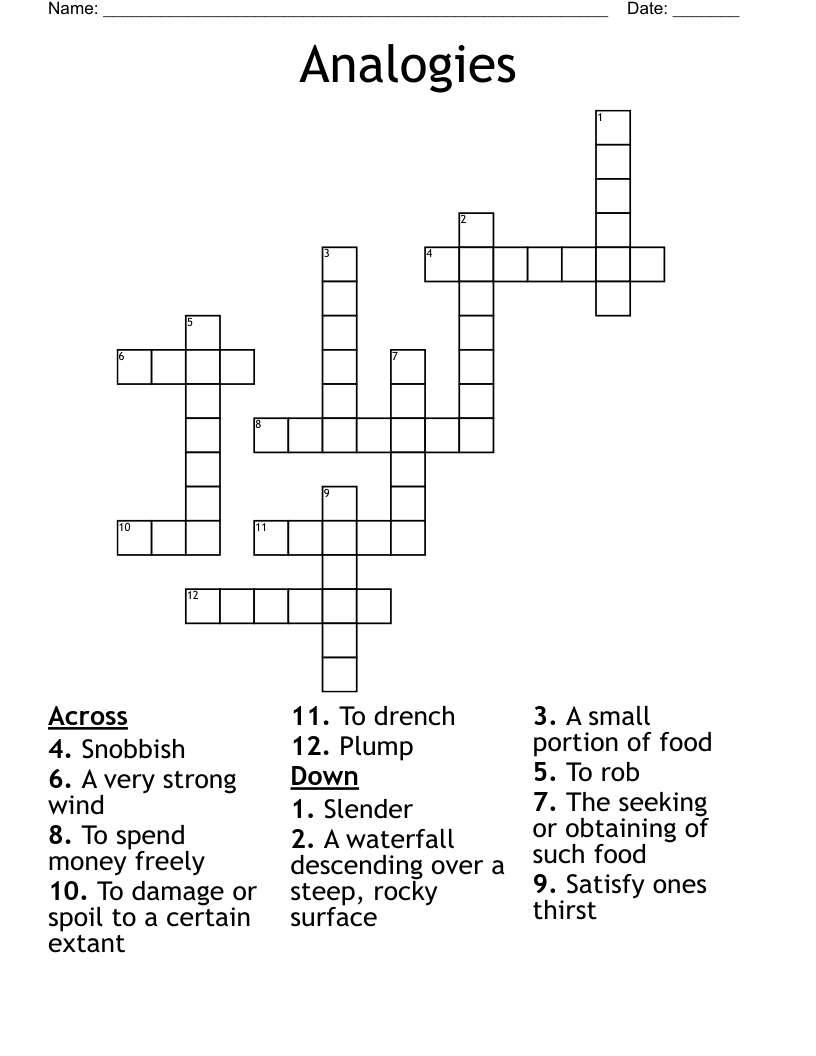 Analogies Crossword
