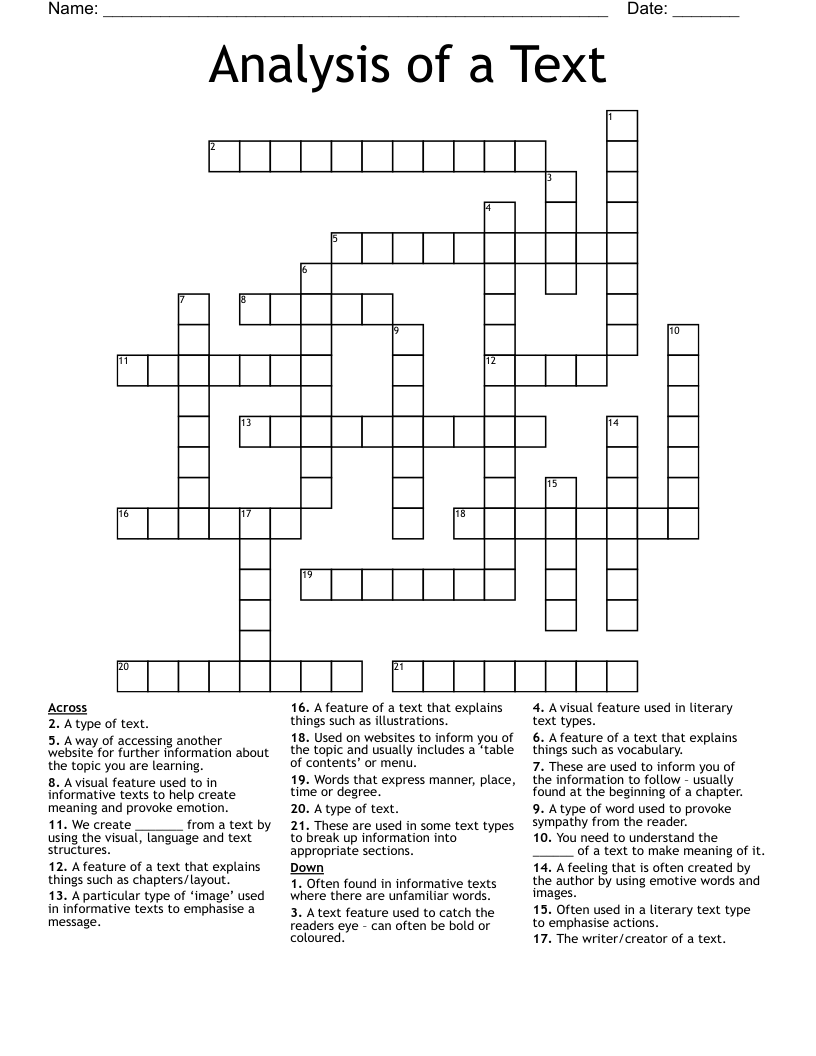 Analysis of a Text Crossword