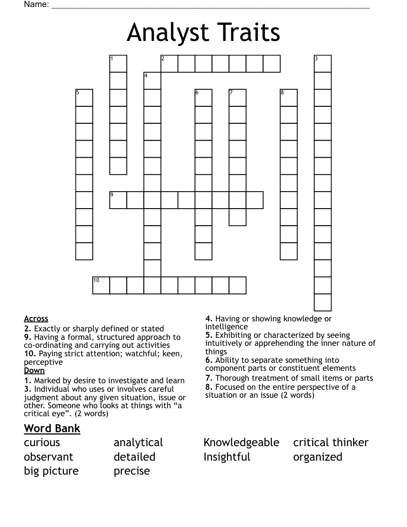 Analyst Traits Crossword