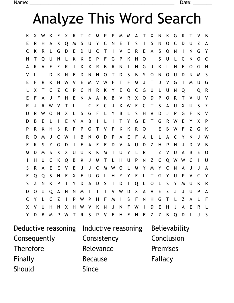 Analyze This Word Search