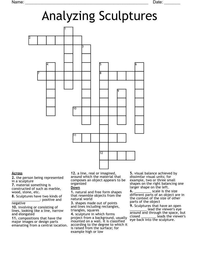 Analyzing Sculptures Crossword
