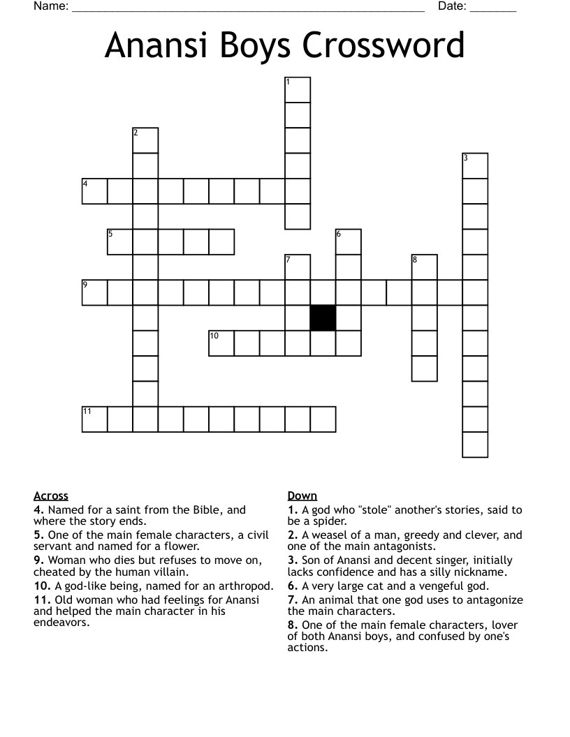 Anansi Boys Crossword