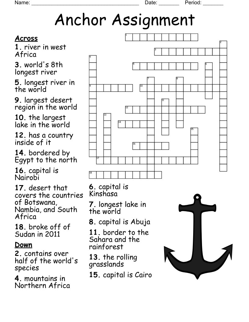 Anchor Assignment Crossword