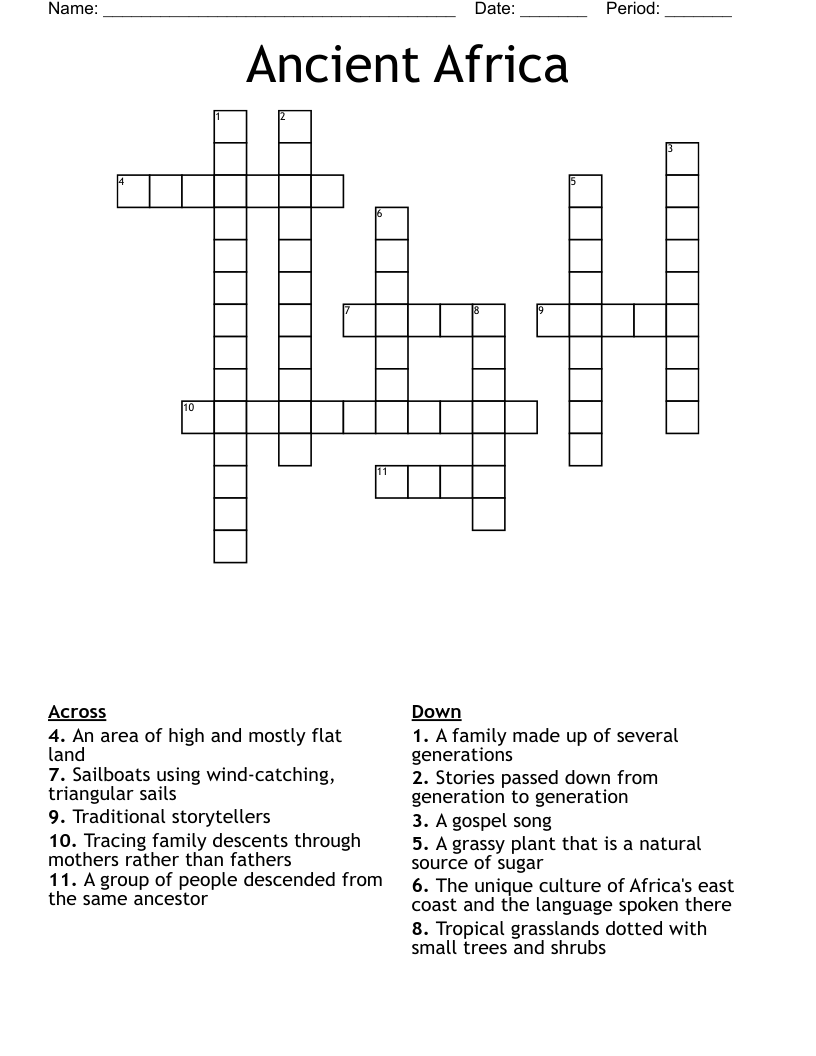 Ancient Africa Crossword