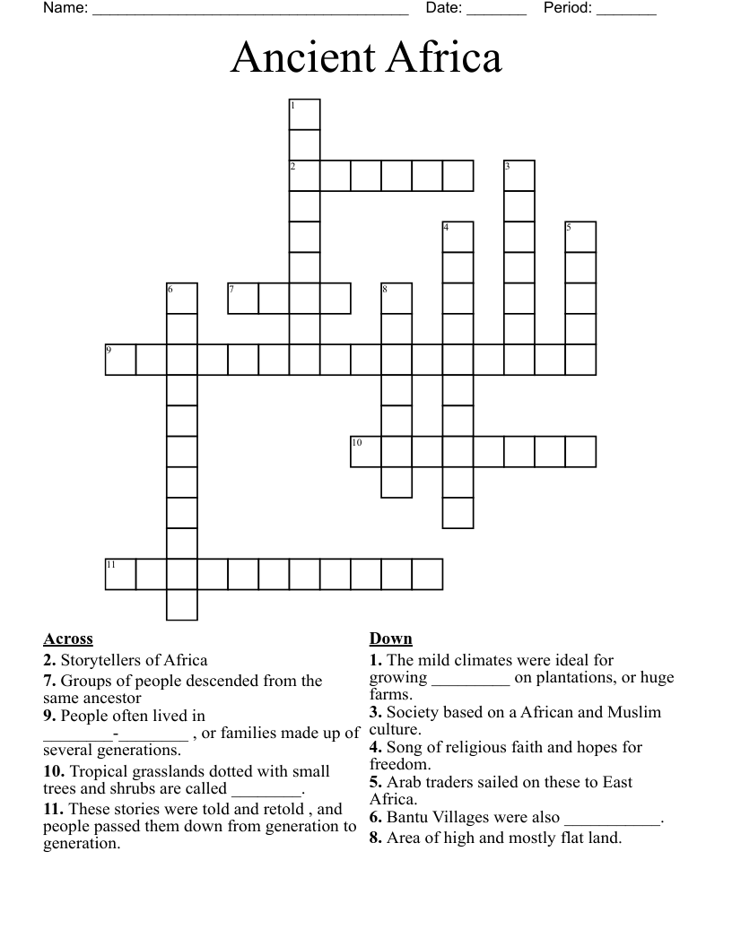 Ancient Africa  Crossword