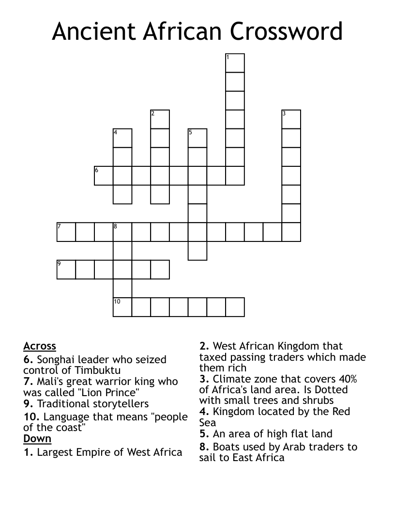 Ancient African Crossword