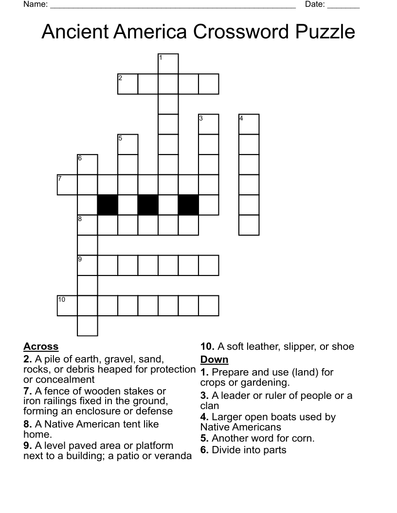 Ancient America Crossword Puzzle