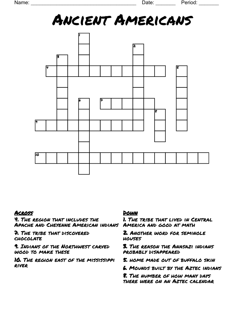 Ancient Americans Crossword