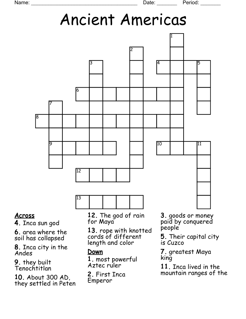 Ancient Americas Crossword