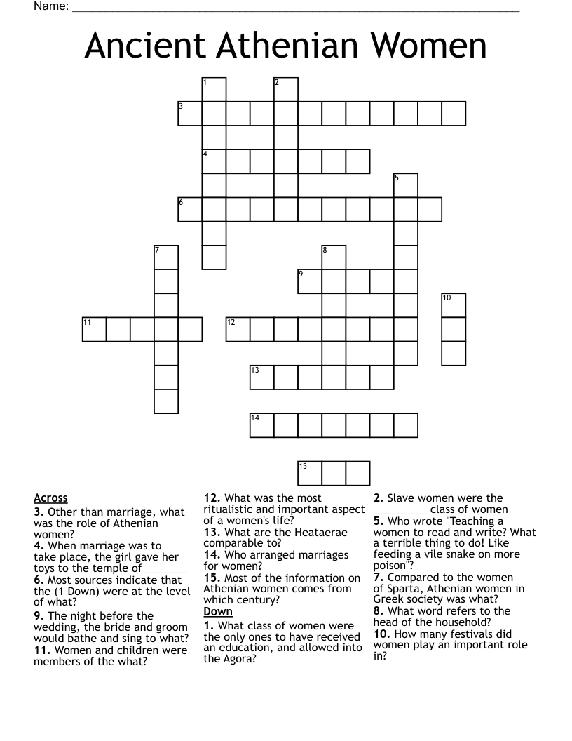 Ancient Athenian Women Crossword