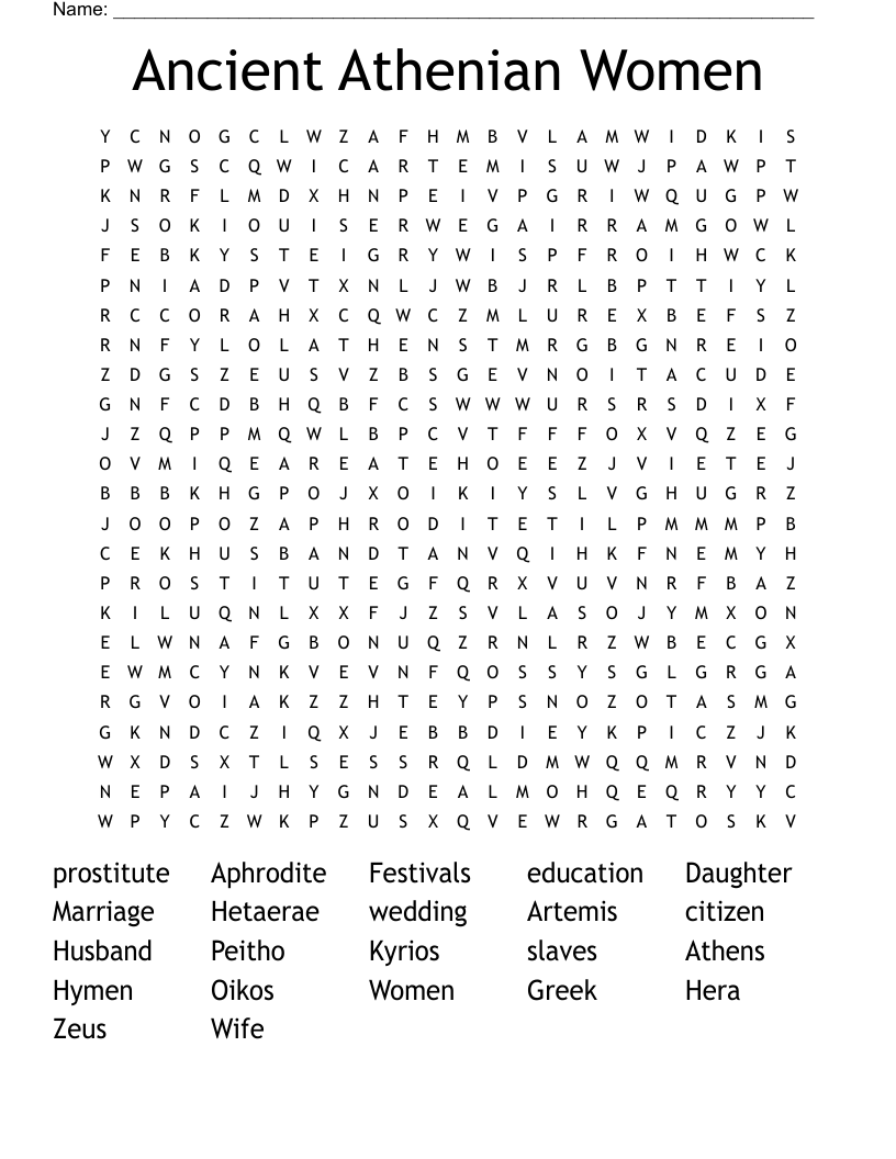 Ancient Athenian Women Word Search