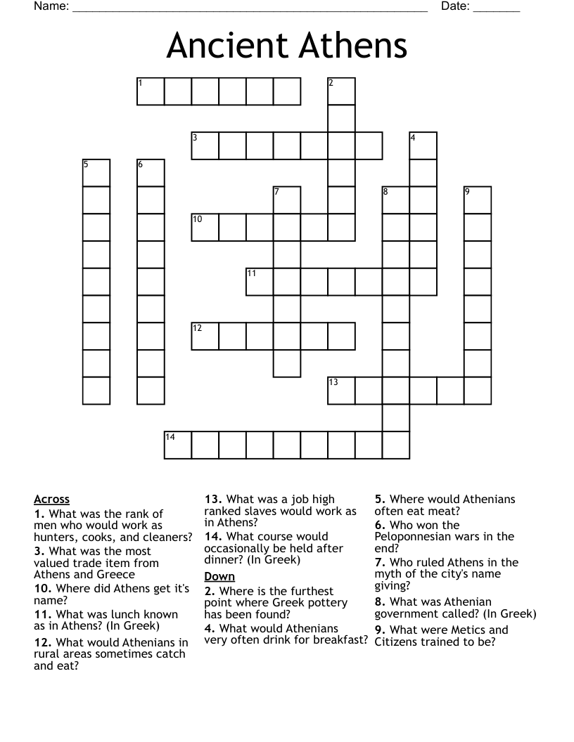 Ancient Athens Crossword