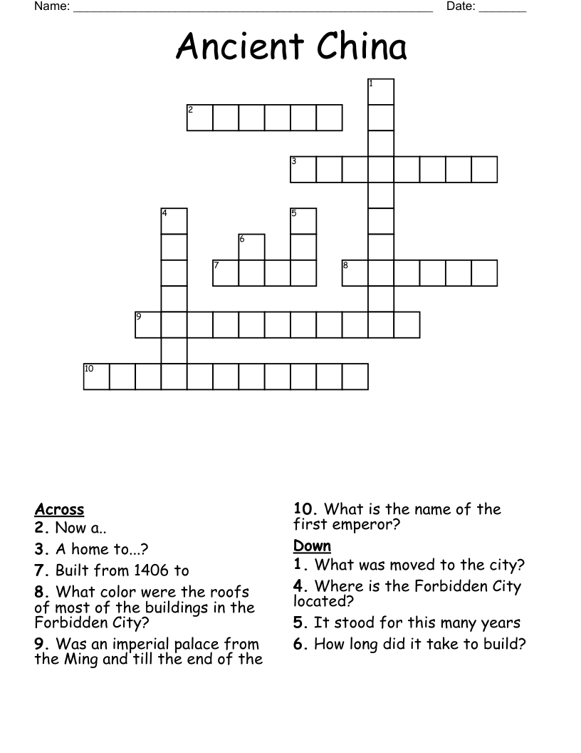 Ancient China Crossword