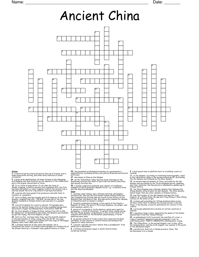 Ancient China Crossword