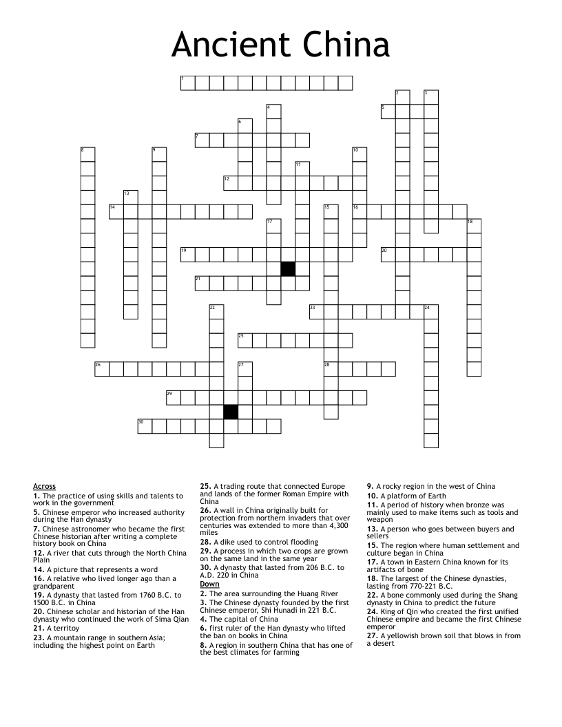 Ancient China Crossword